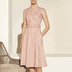 The Fold Astell Sleeveless Linen Dress in Blush Pink Knee Length Women’s Size 12